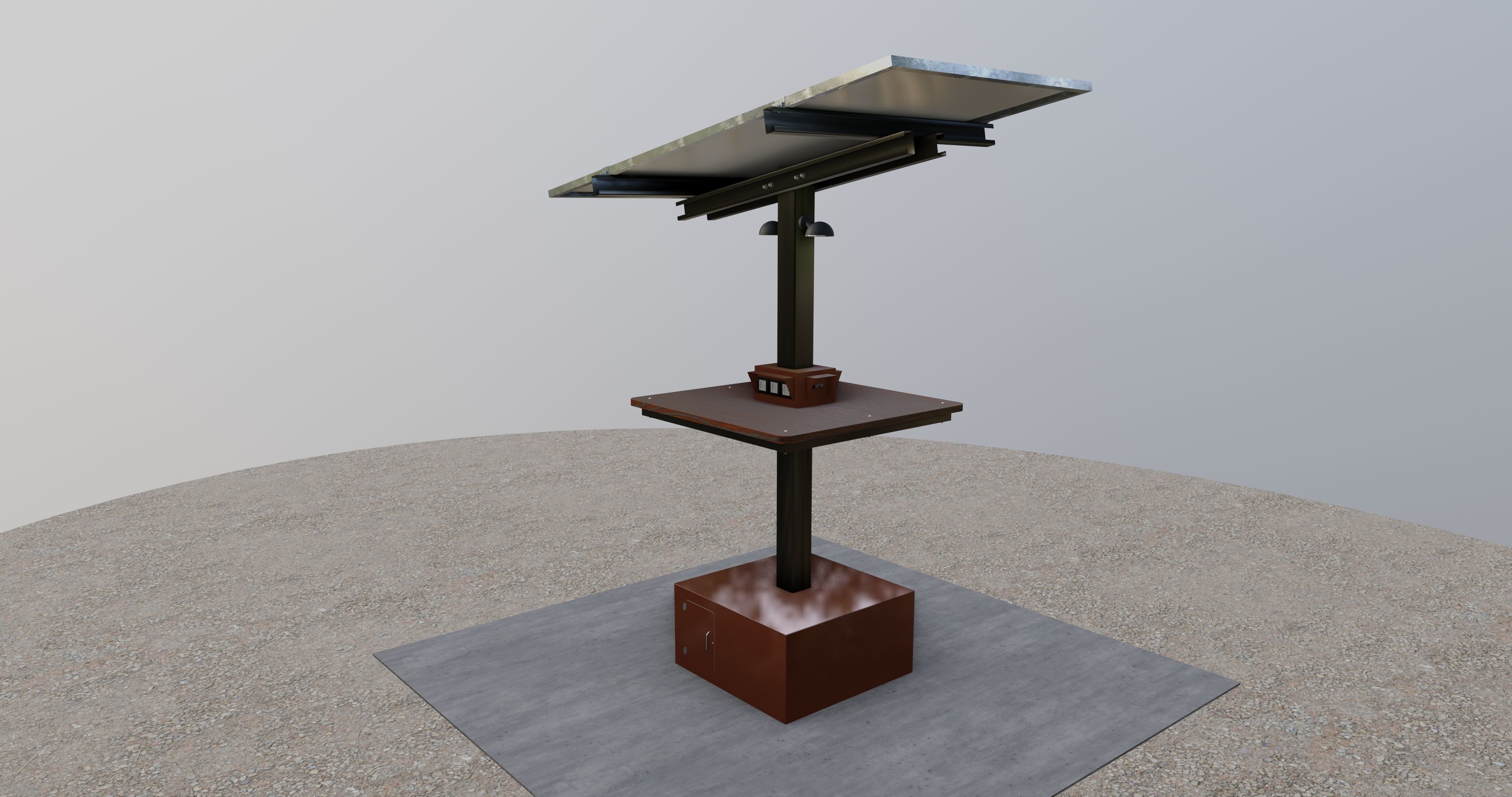 Solar Pergola Type-3 Black and White 3D model_3