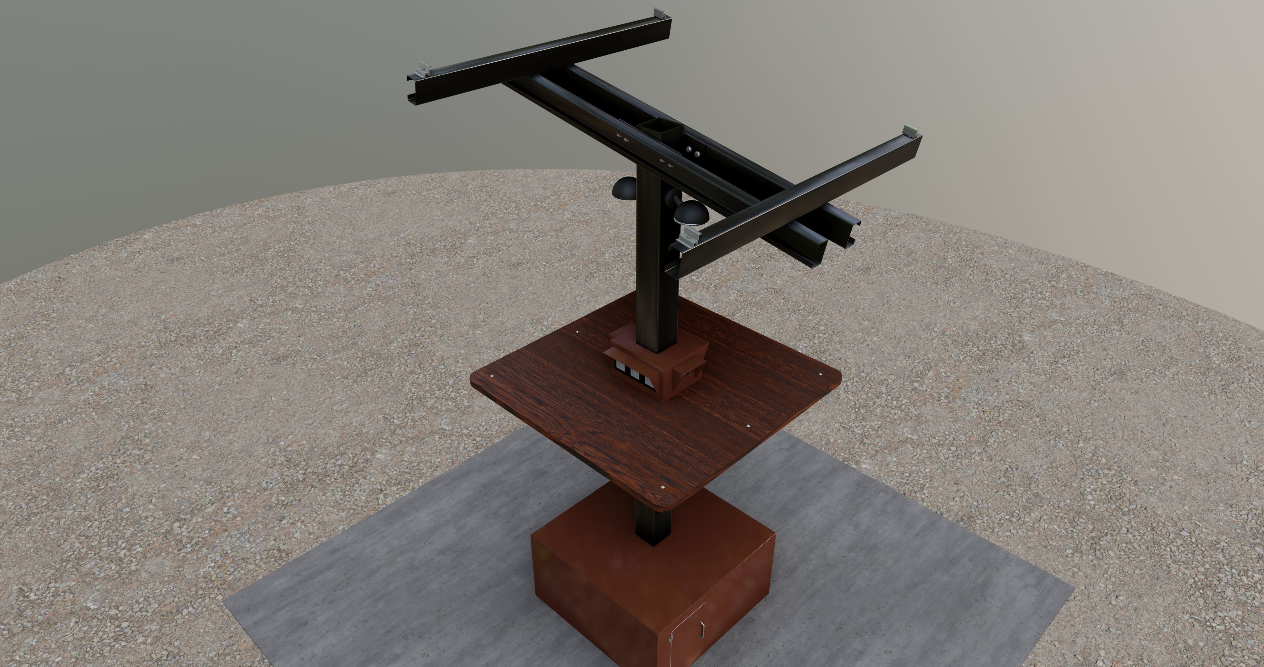 Solar Pergola Type-3 Black and White 3D model_12