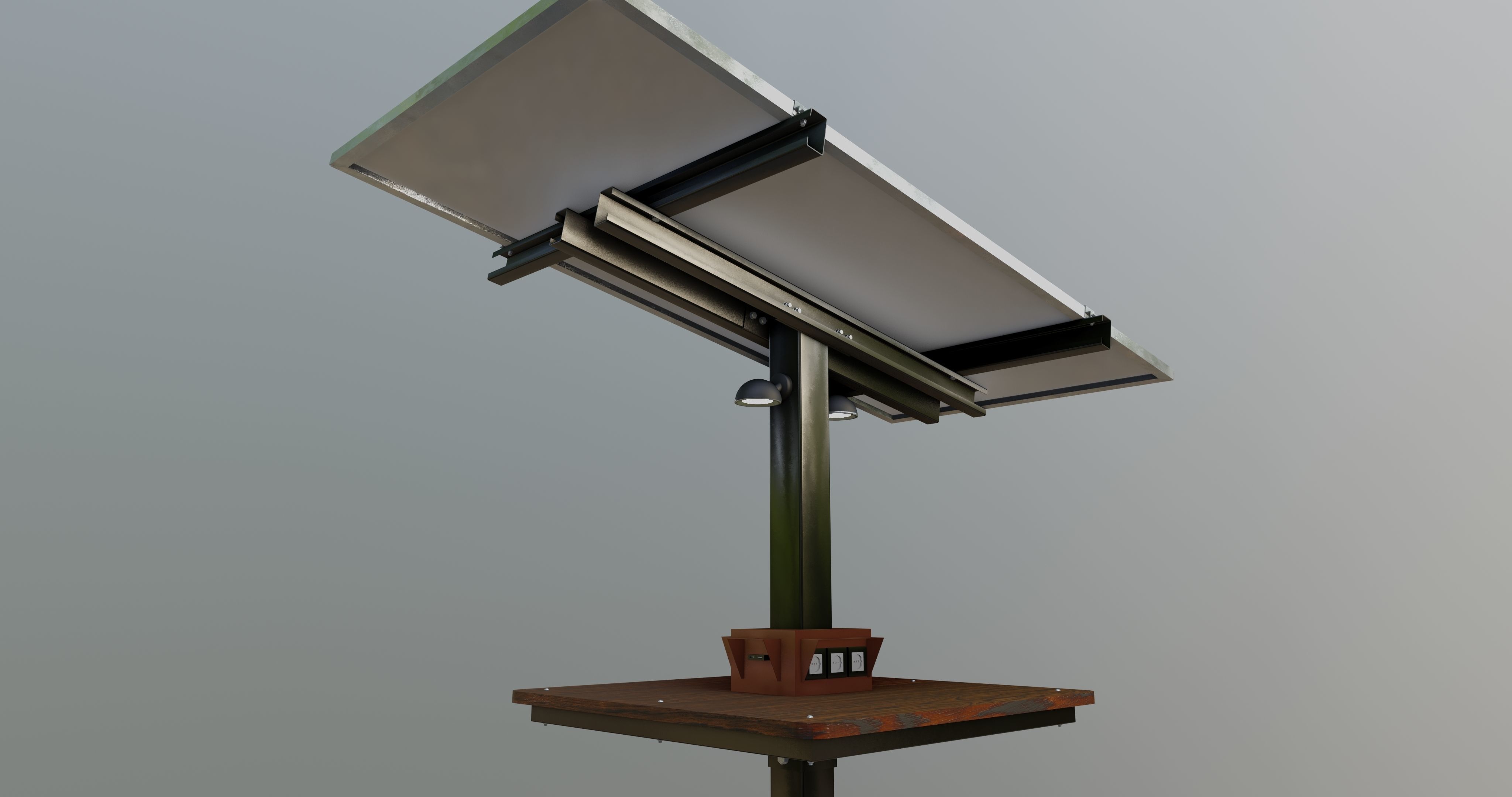 Solar Pergola Type-3 Black and White 3D model_22