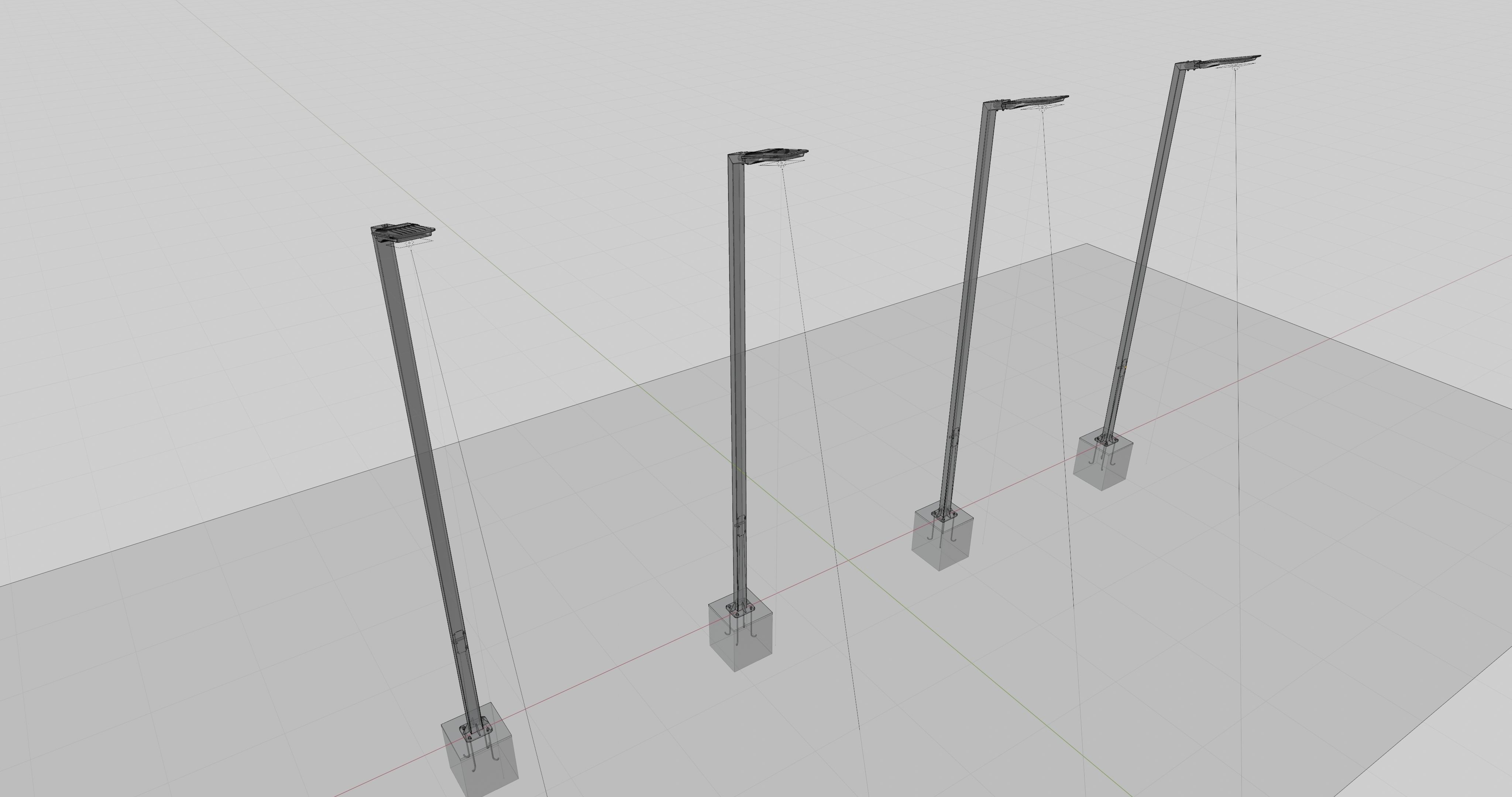 5 Meter Box Profile Lighting Pole 3D model_24