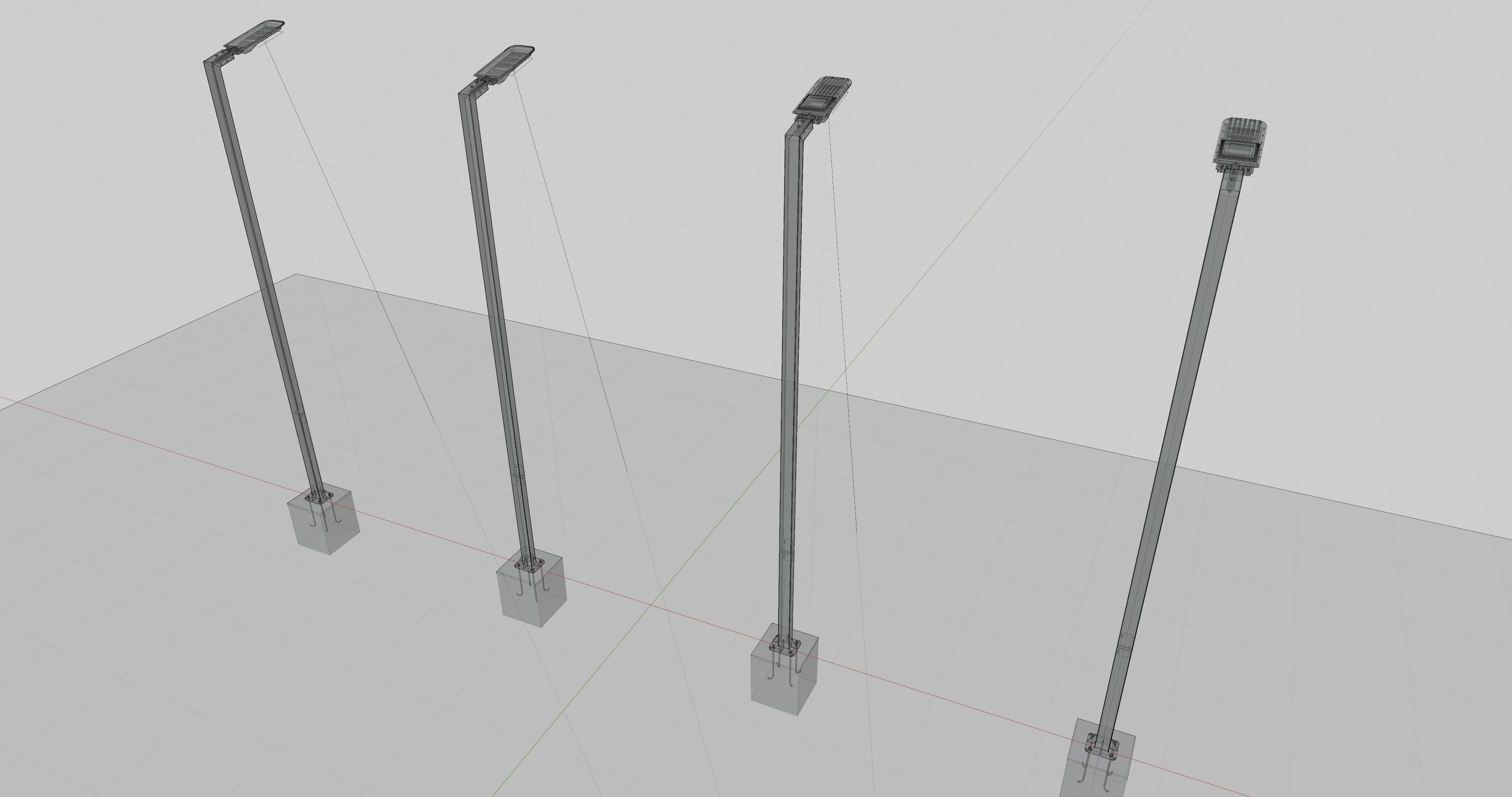 5 Meter Box Profile Lighting Pole 3D model_25