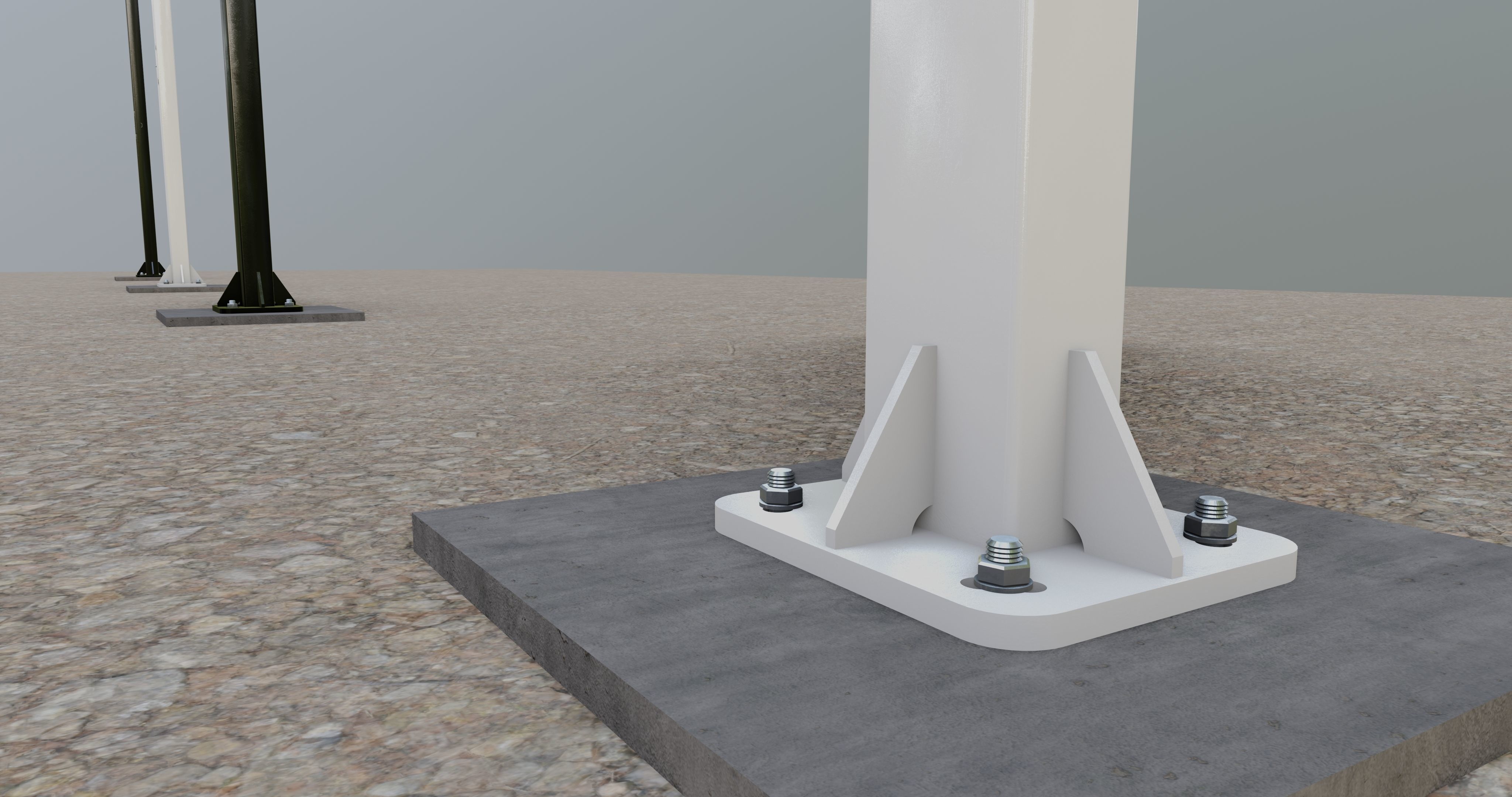 5 Meter Box Profile Lighting Pole 3D model_9