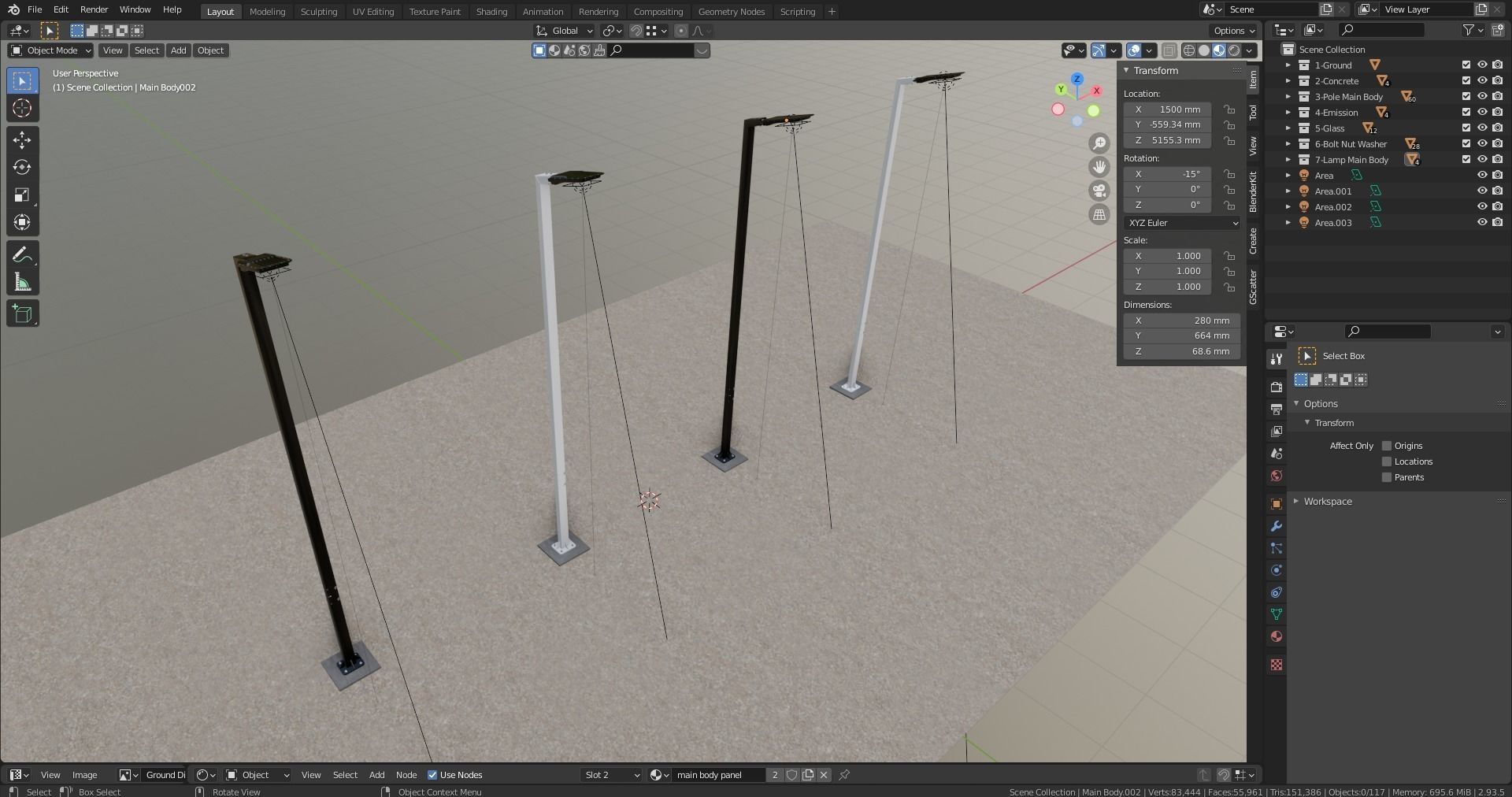 5 Meter Box Profile Lighting Pole 3D model_31
