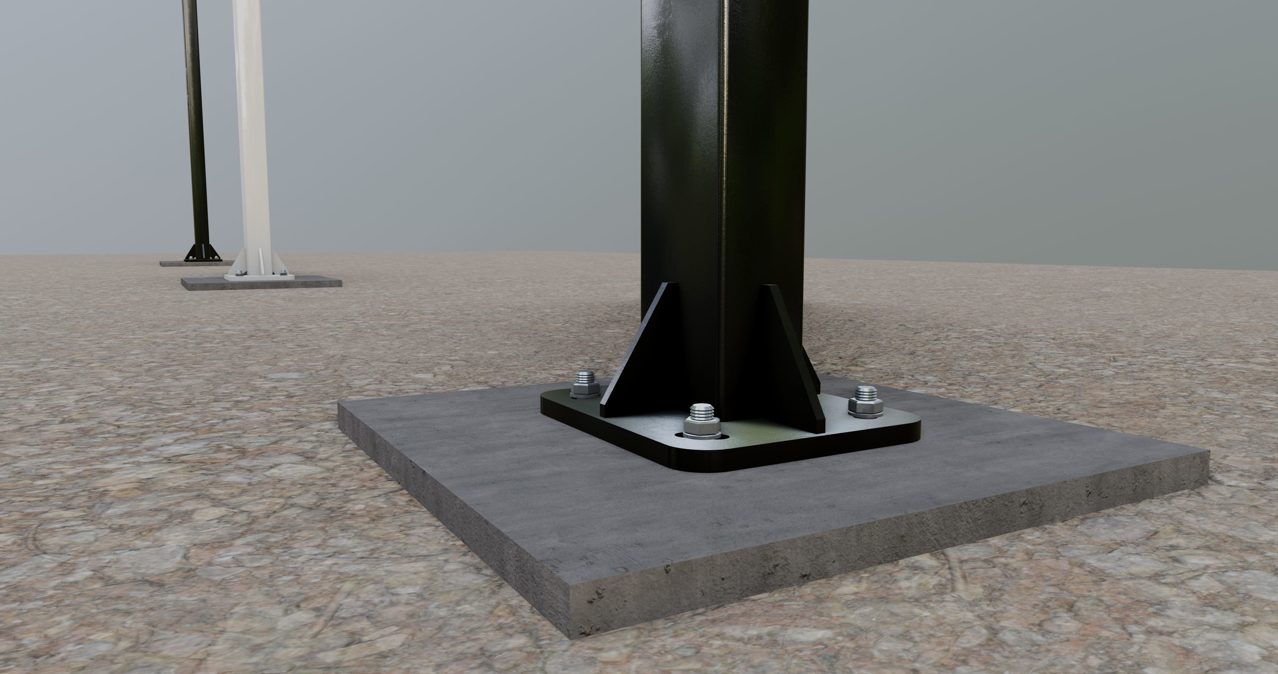 5 Meter Box Profile Lighting Pole 3D model_10