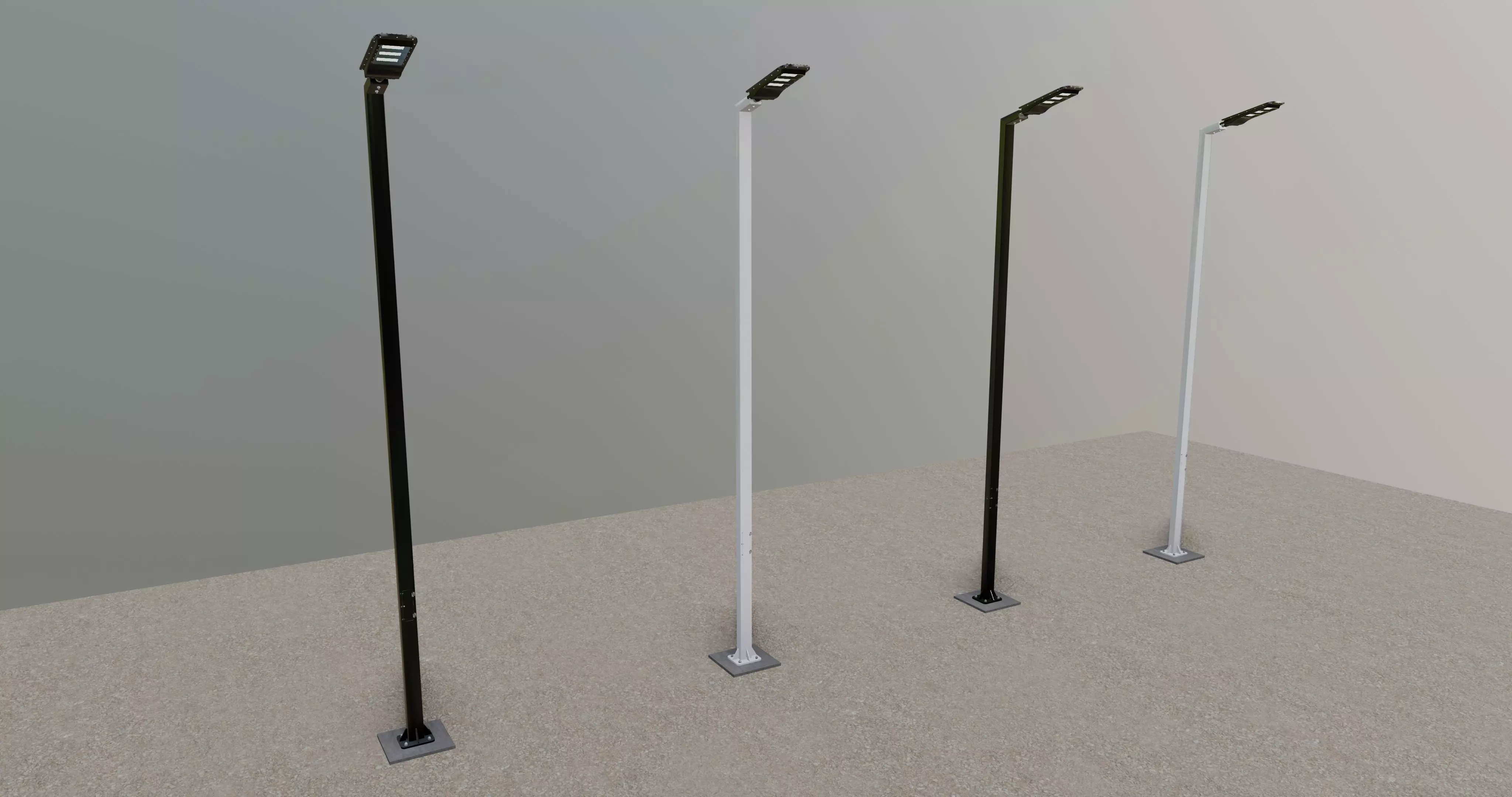 5 Meter Box Profile Lighting Pole 3D model_0