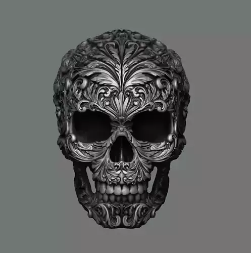 Skull ornamental rose 3D print model