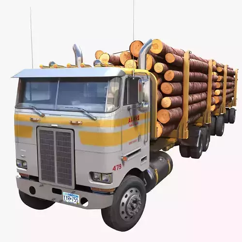 Peterbilt 362 logger truck Low-poly 3D model