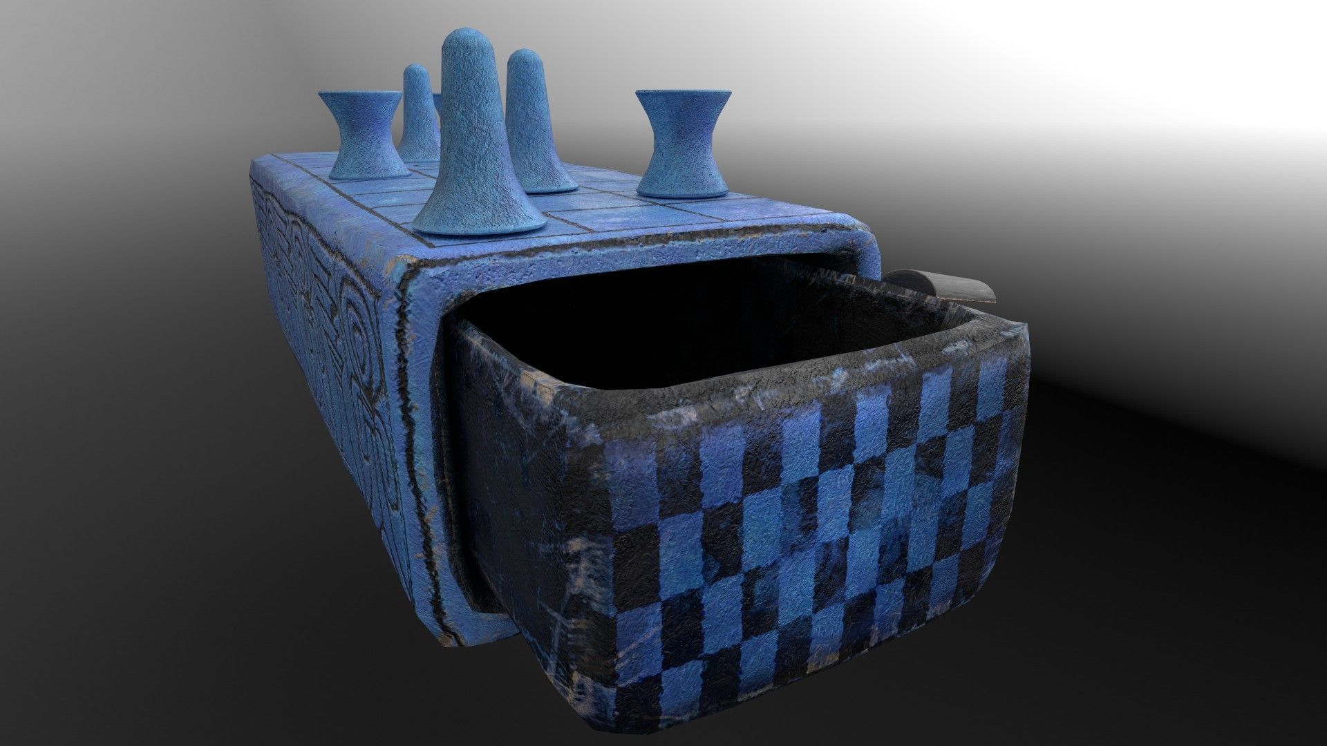 Senet - Gameready Egyptian Boardgame model Low-poly 3D model_4