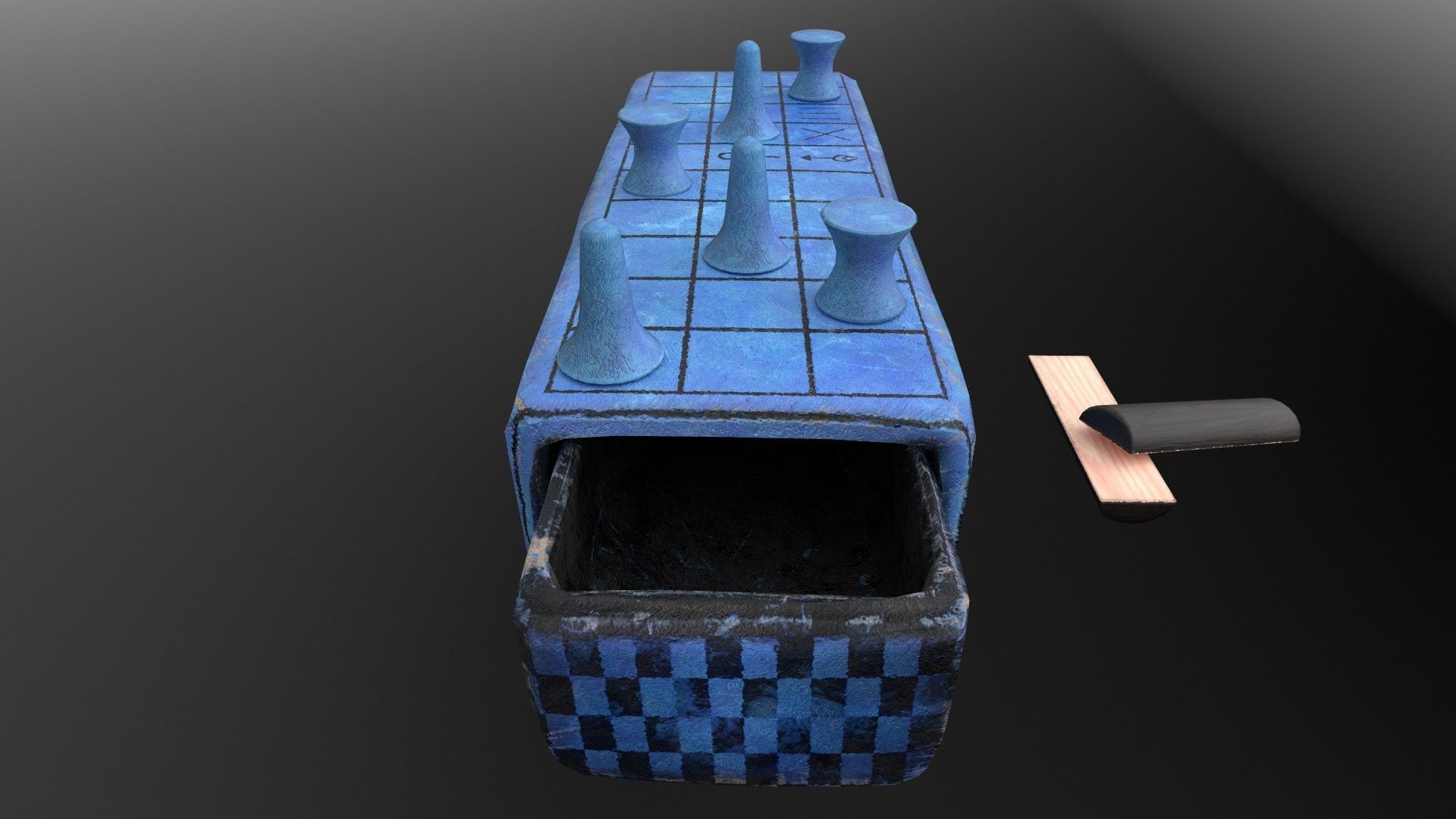 Senet - Gameready Egyptian Boardgame model Low-poly 3D model_1