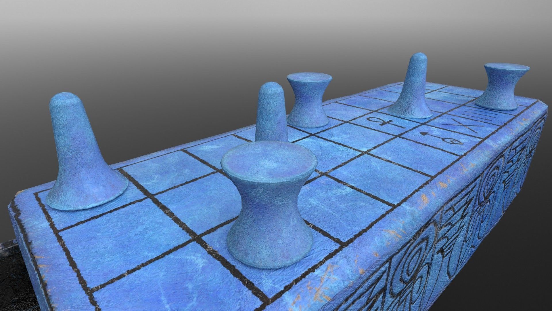 Senet - Gameready Egyptian Boardgame model Low-poly 3D model_3