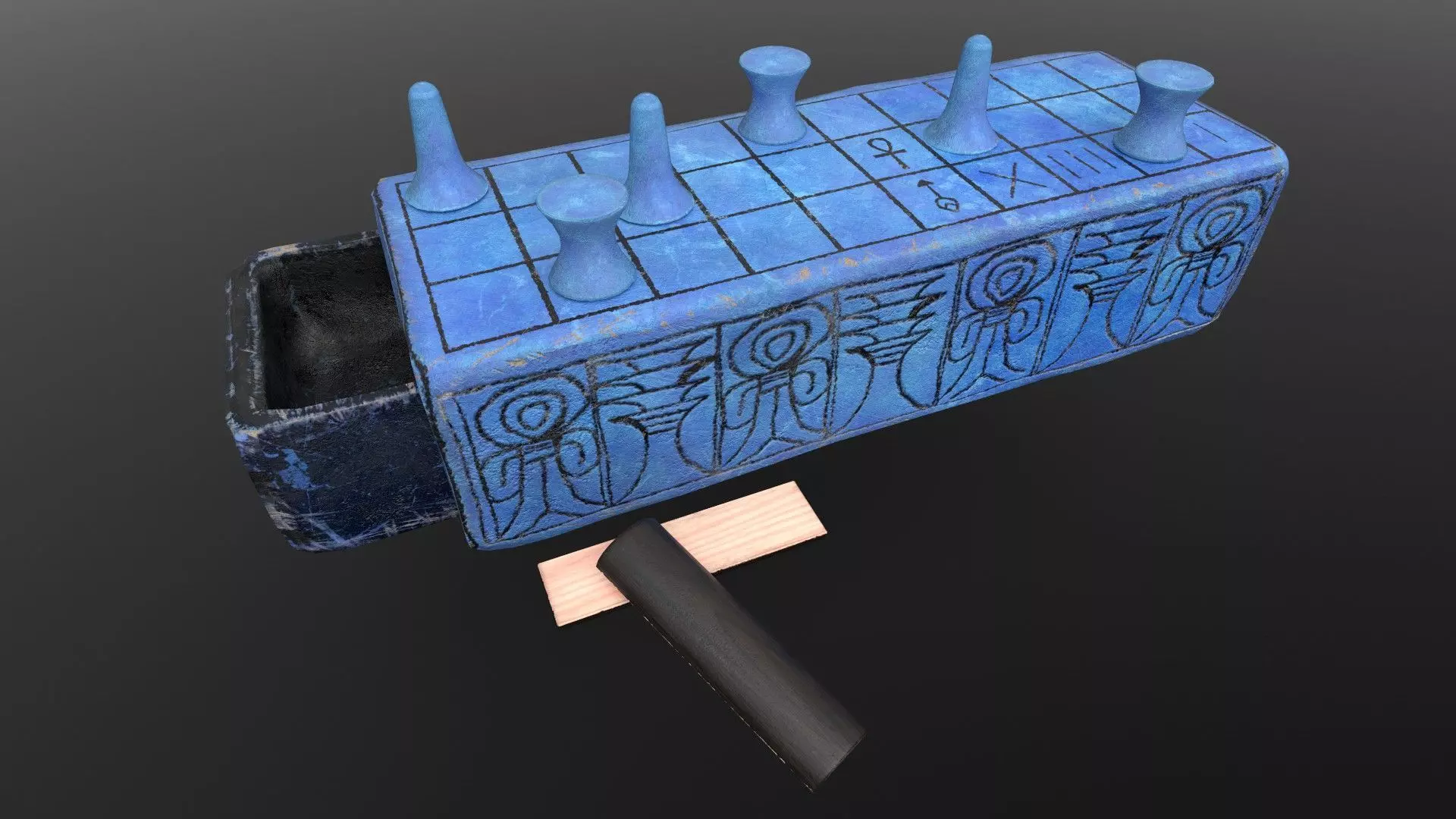 Senet - Gameready Egyptian Boardgame model Low-poly 3D model_0