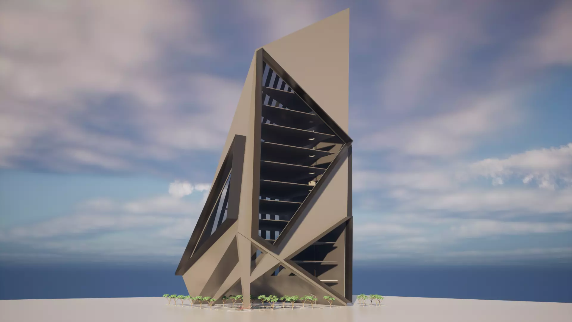 The Edge Block Low-poly 3D model_0