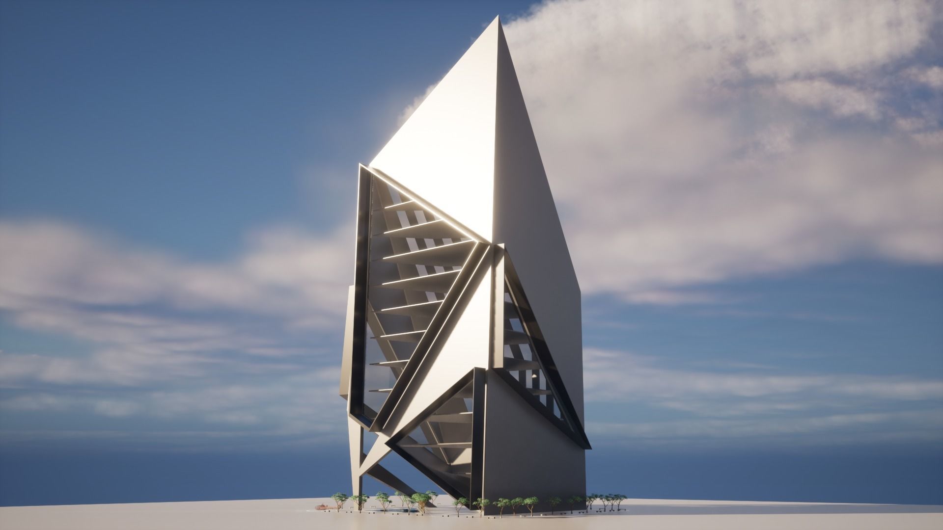 The Edge Block Low-poly 3D model_1