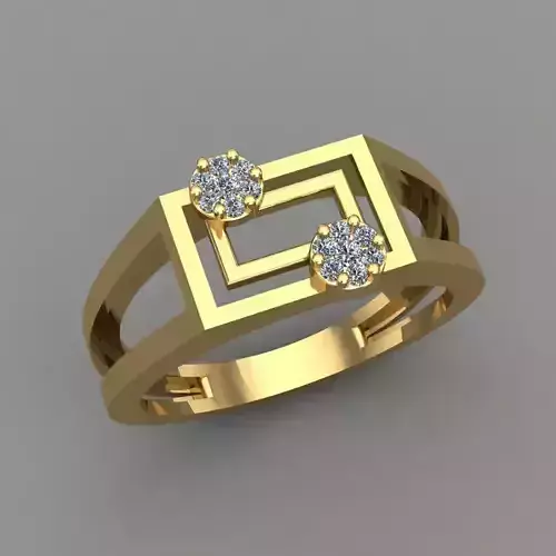 2 Halo Setting Daimond With Diffrent Metals 3D Print Ring Model