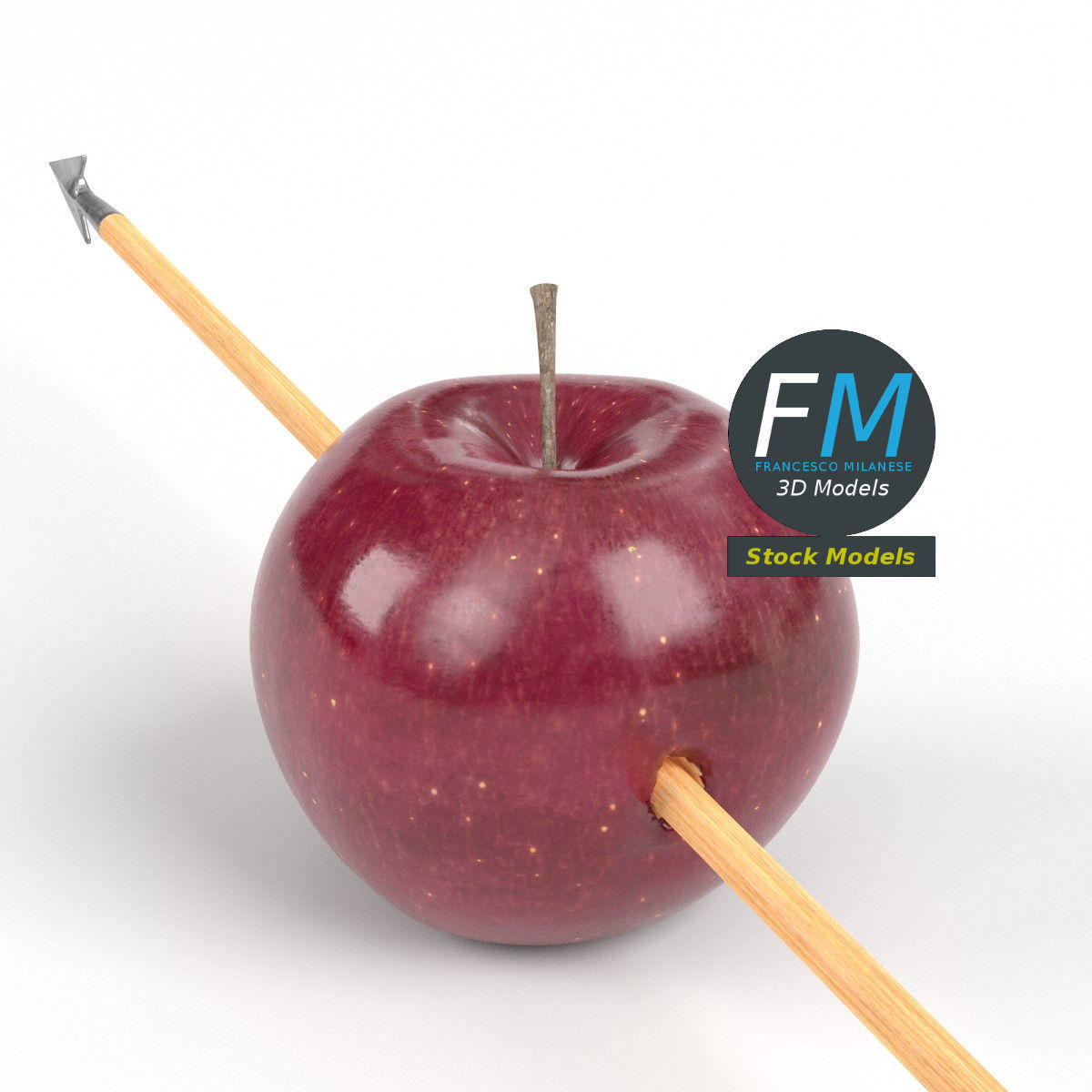 Arrow through apple 3D model_4