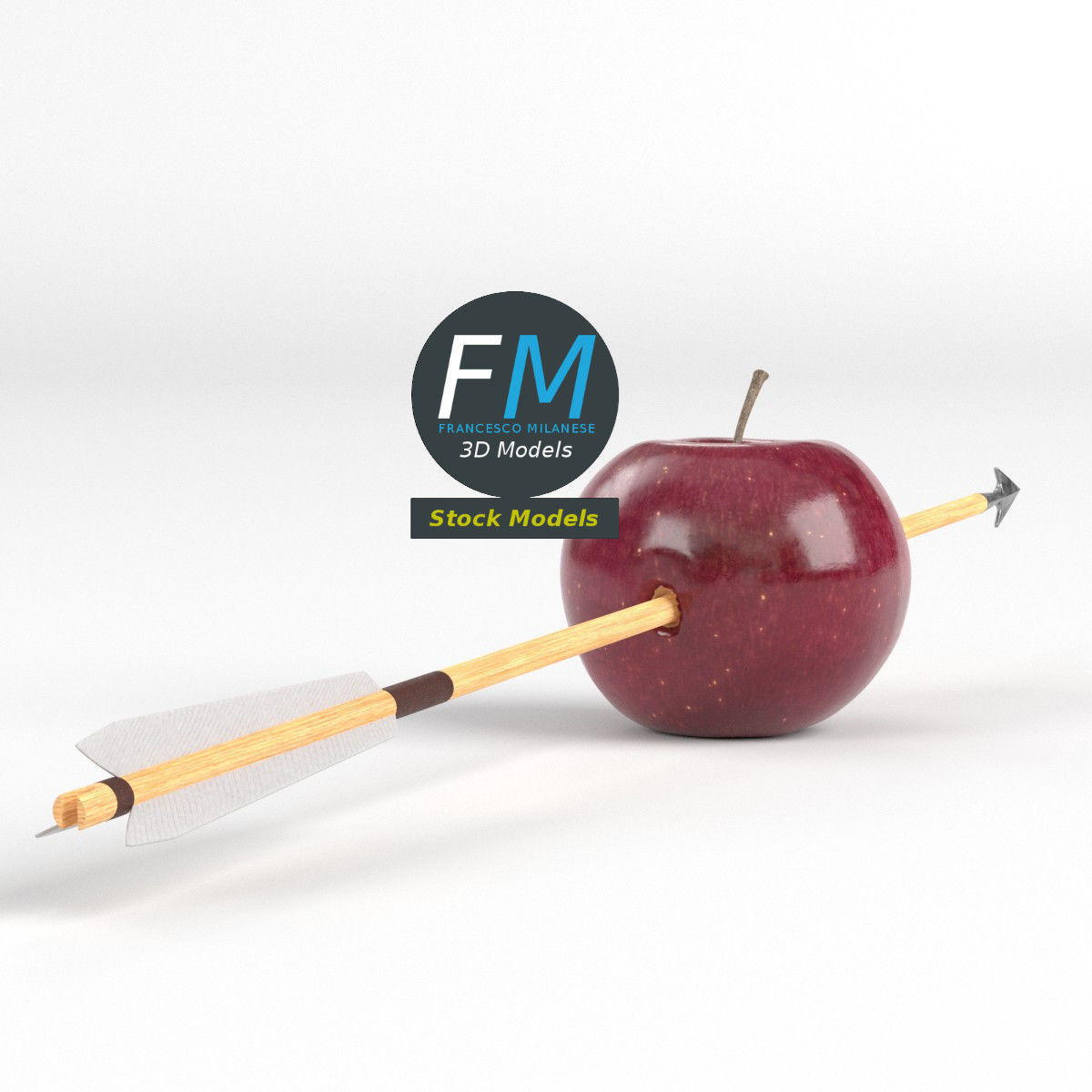 Arrow through apple 3D model_3