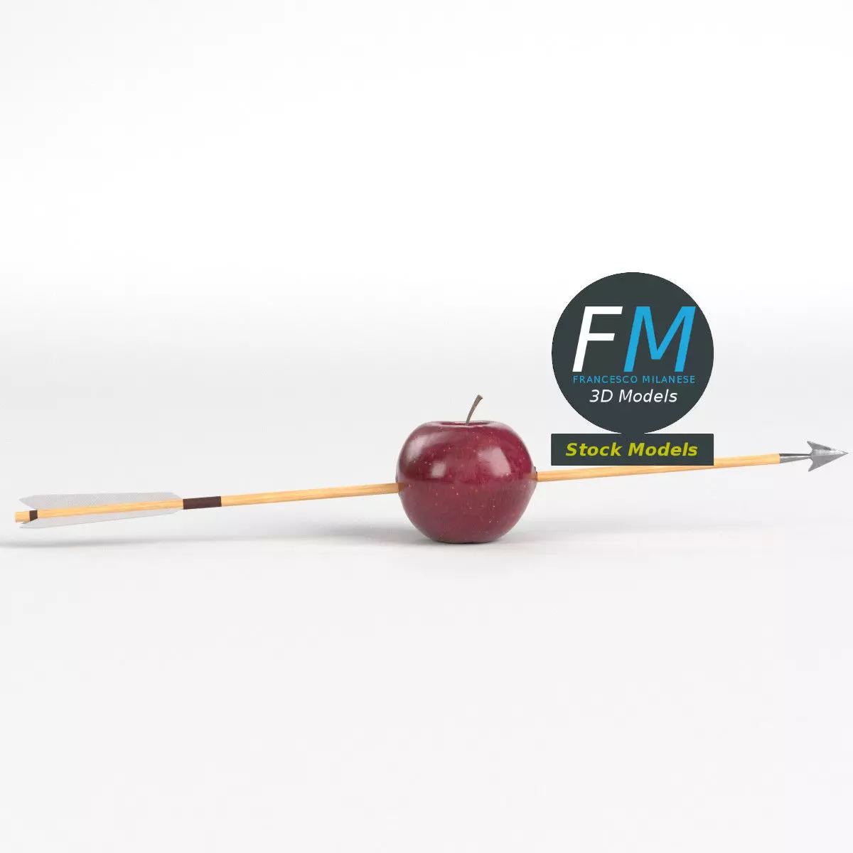 Arrow through apple 3D model_0
