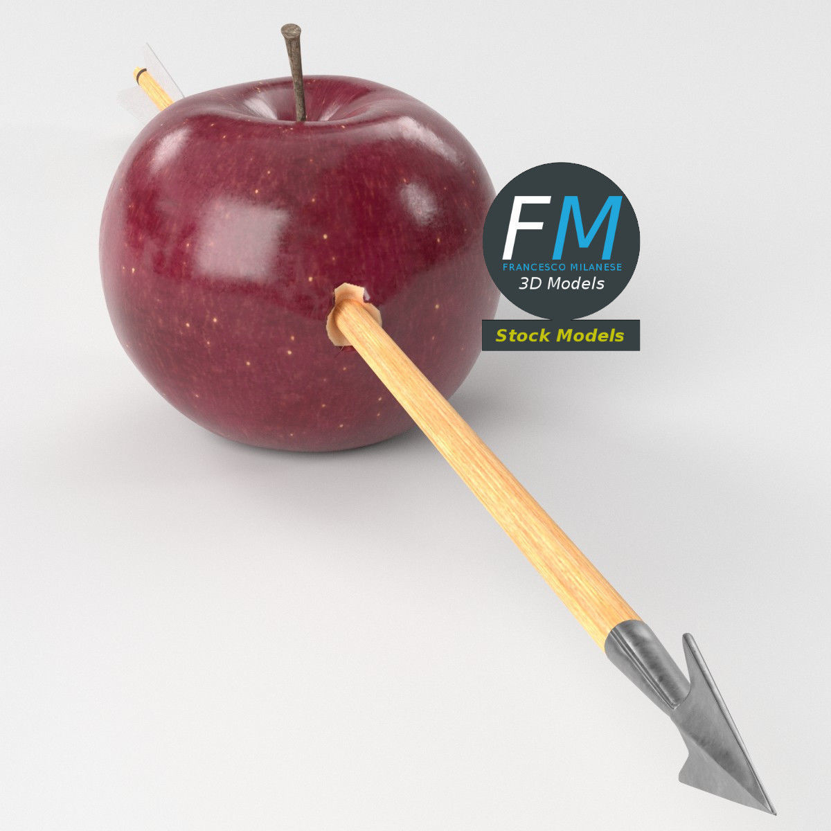 Arrow through apple 3D model_5