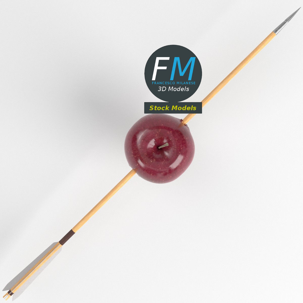 Arrow through apple 3D model_6