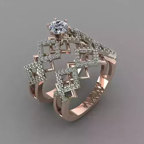 Dubble Tone With Soliteir Daimonds Ring 3D Print Model