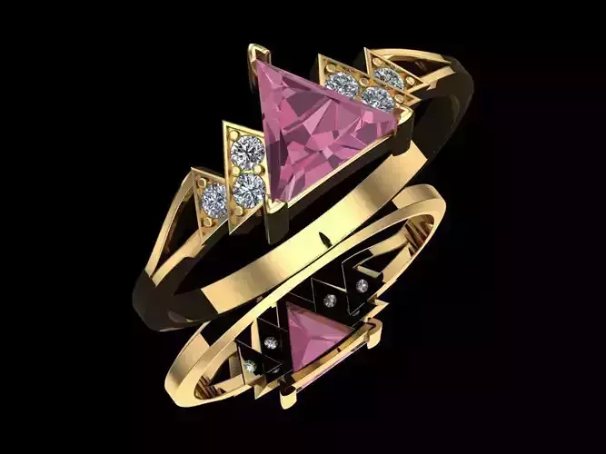 Triangle stone ring with Diamonds