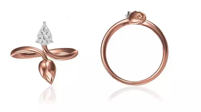 Women Wedding Engagement Ring STL OBJ FBX JCD Details