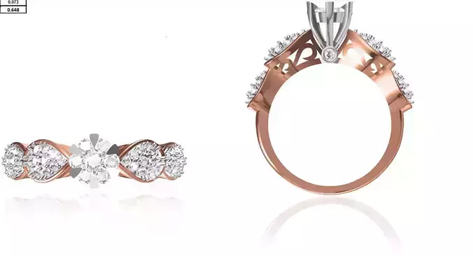 Women Wedding Engagement Ring STL OBJ FBX JCD Details