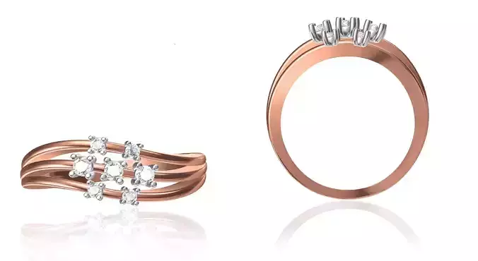 Women Wedding Engagement Ring STL OBJ FBX JCD Details