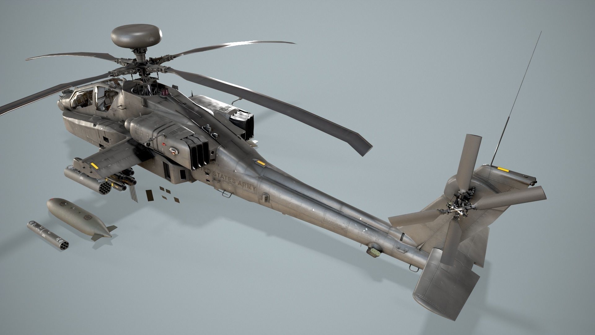 Apache AH-64D US Army Static Low-poly 3D model_4
