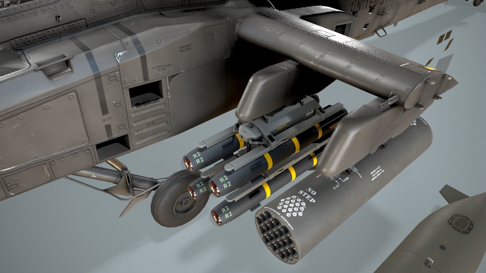 Apache AH-64D US Army Static Low-poly 3D model_7