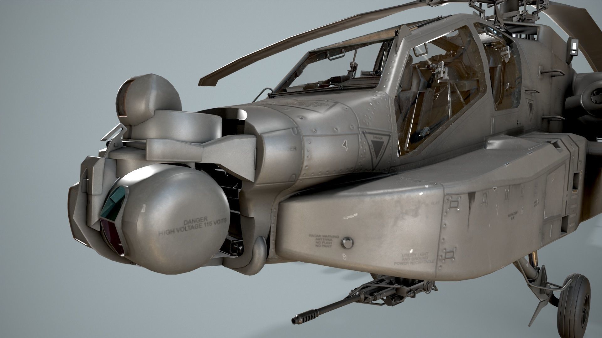 Apache AH-64D US Army Static Low-poly 3D model_6