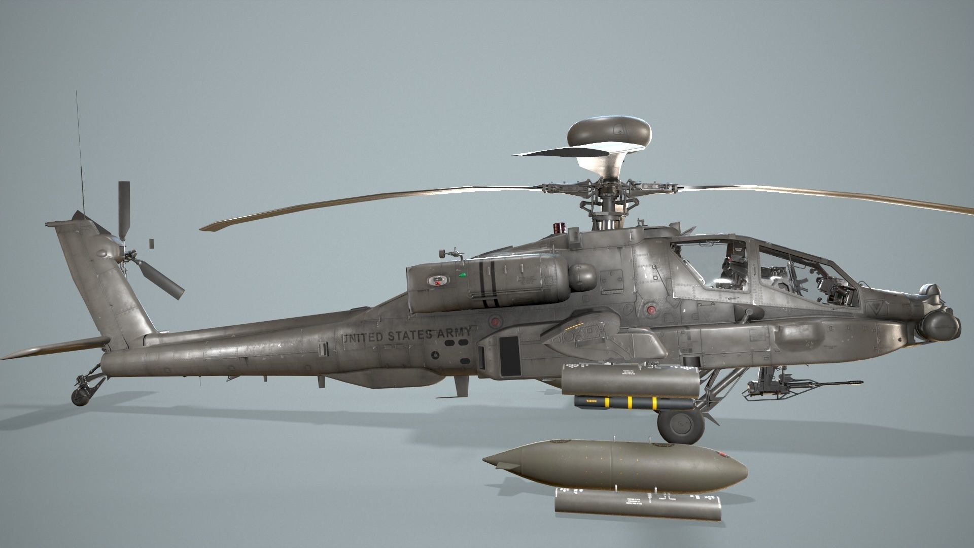 Apache AH-64D US Army Static Low-poly 3D model_5