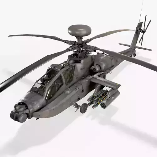 Apache AH-64D US Army Basic Animation Low-poly 3D model