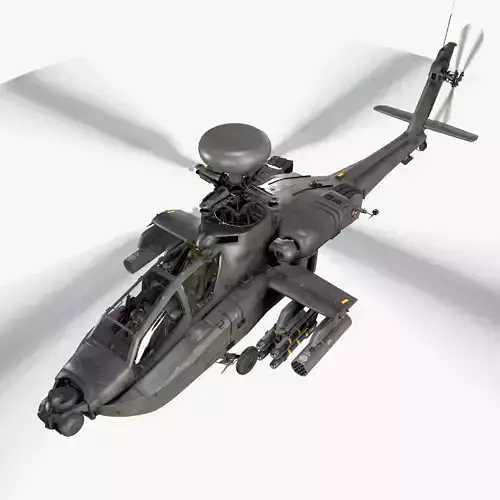 Apache AH-64D US Army Complex Animation Low-poly 3D model
