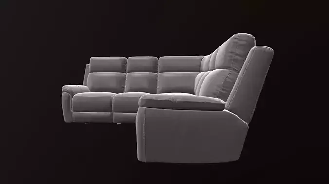 5 Seater Dark Grey Leather Power Reclining Sofa