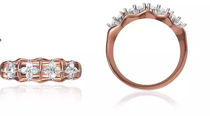 Women Wedding Engagement Ring STL OBJ FBX JCD Details