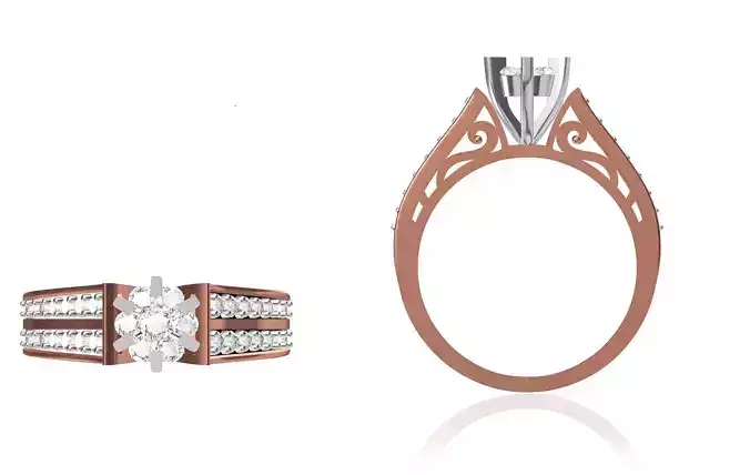 Women Wedding Engagement Ring STL OBJ FBX JCD Details