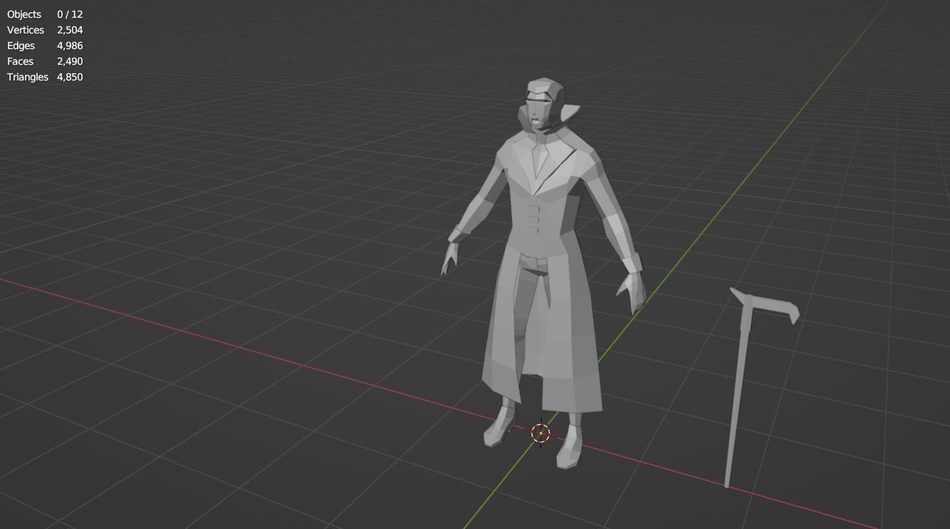 Dracula Vampire Undead Lowpoly Gameready Rigged Low-poly 3D model_9