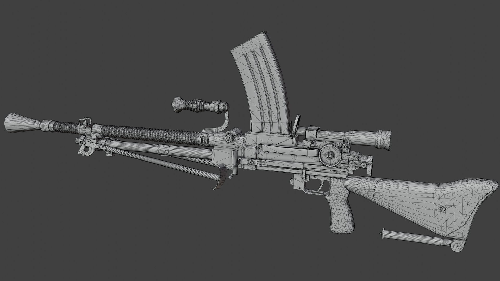 Nambu Type 99 LMG Low-poly 3D model_7