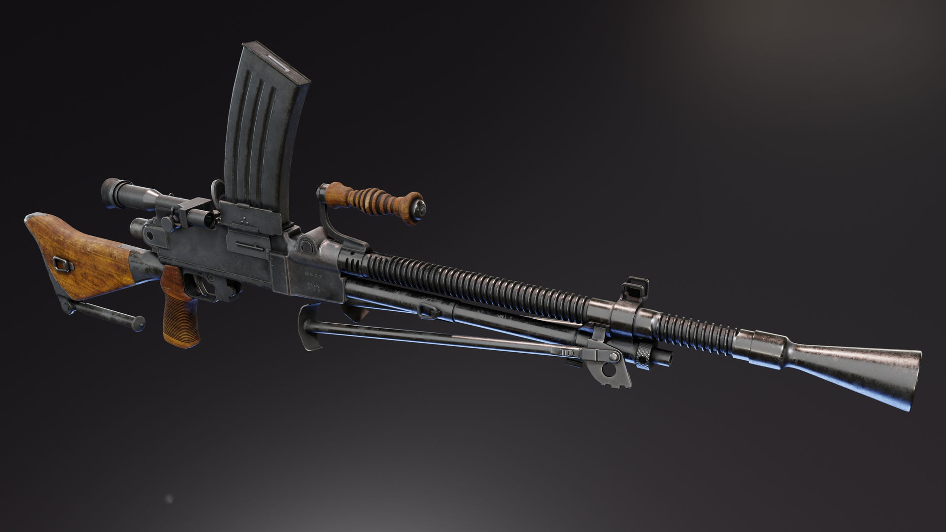 Nambu Type 99 LMG Low-poly 3D model_1