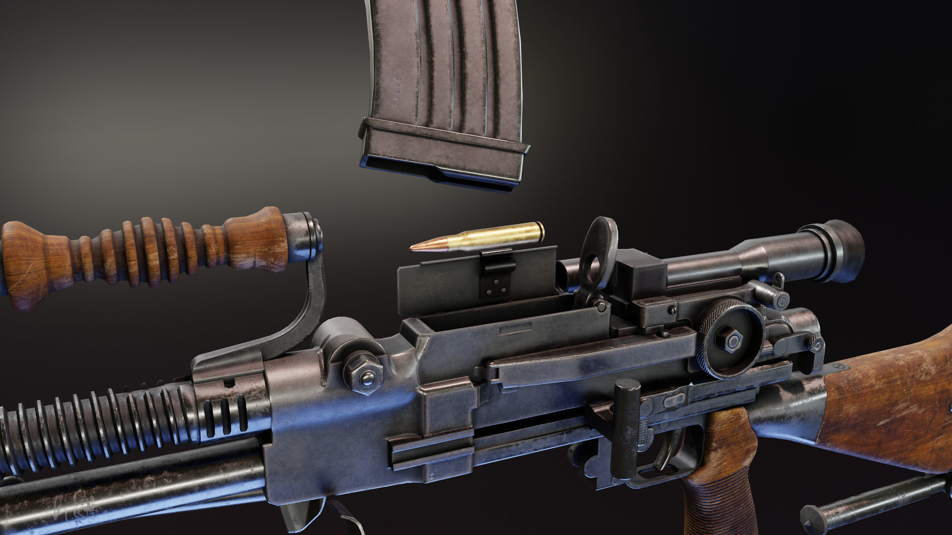 Nambu Type 99 LMG Low-poly 3D model_5