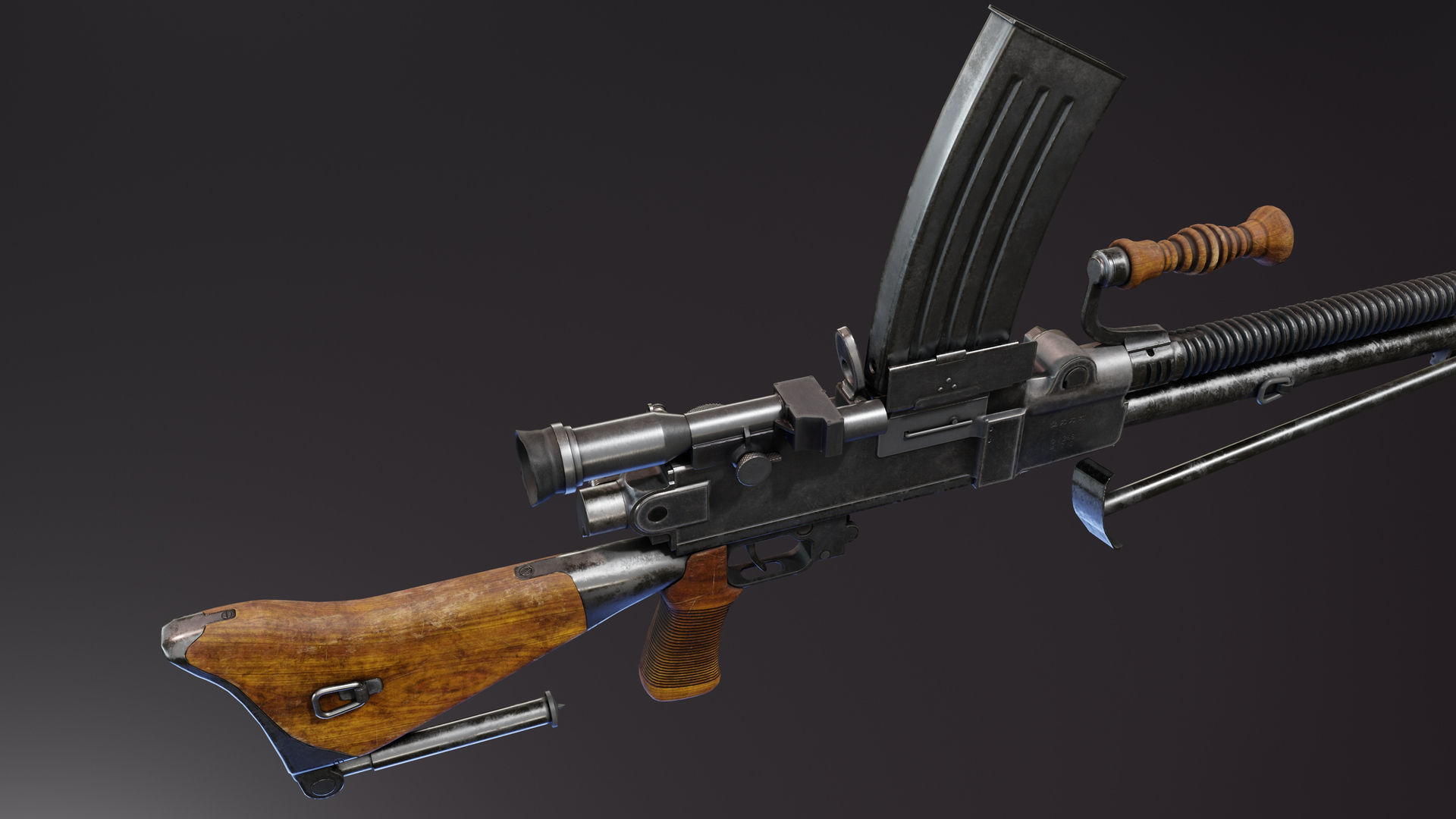 Nambu Type 99 LMG Low-poly 3D model_6