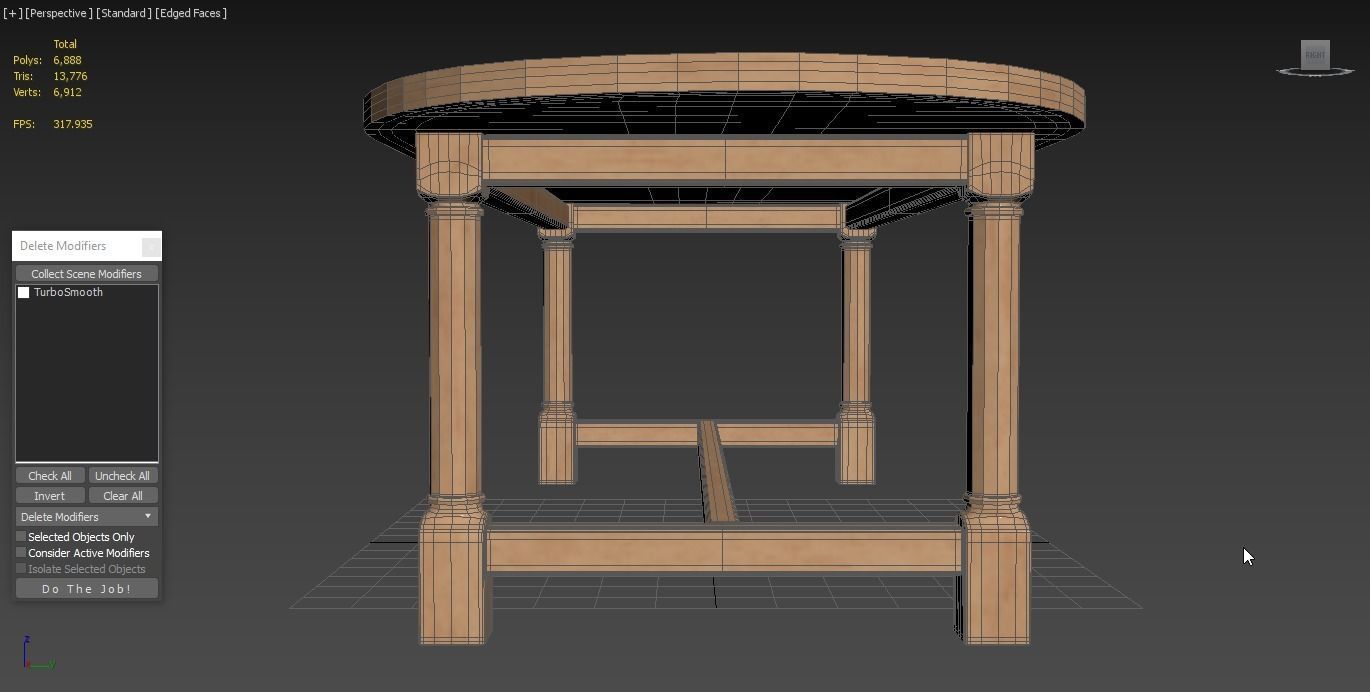 Breakfast table in light oak 3D model_5