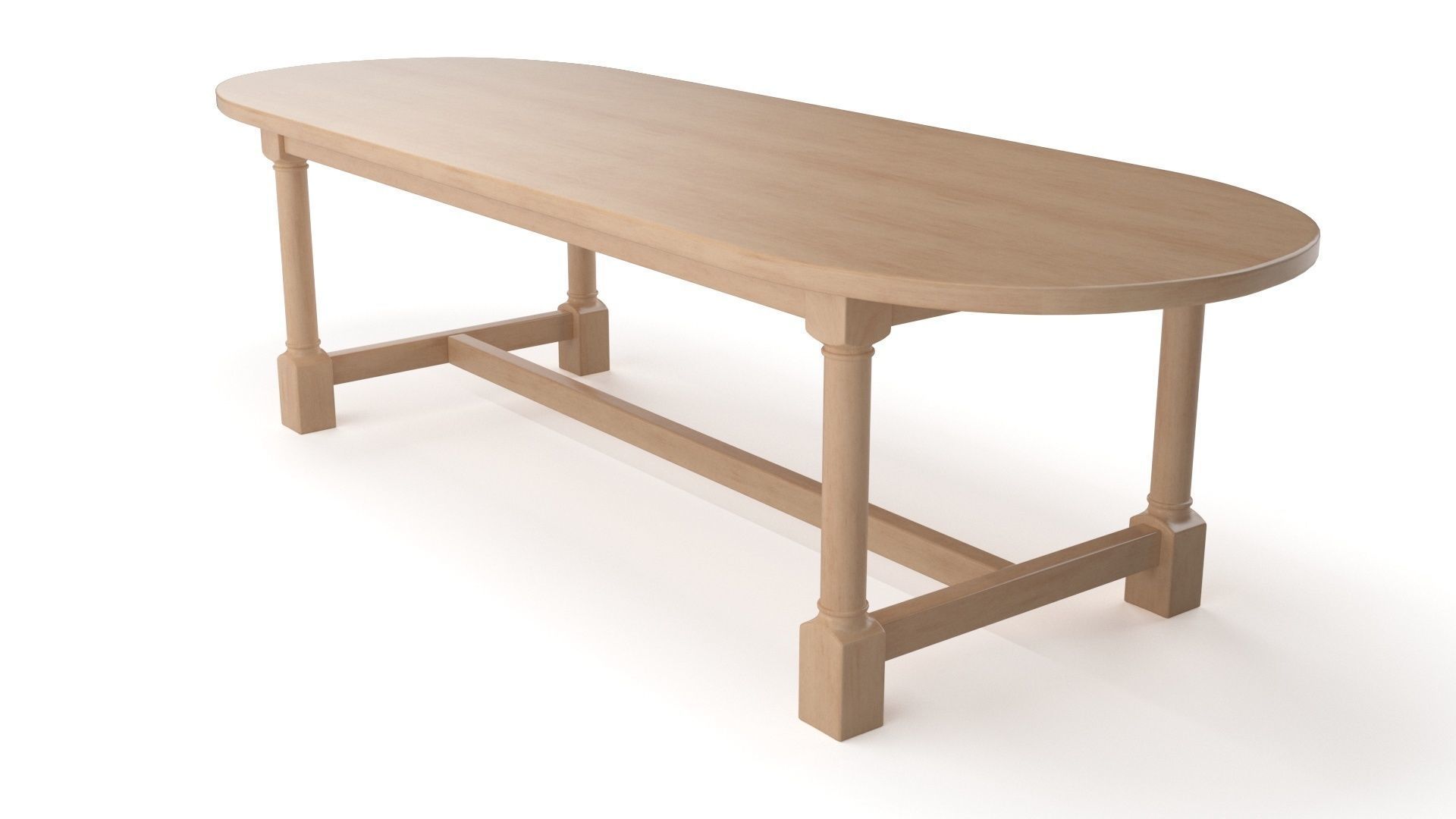 Breakfast table in light oak 3D model_2