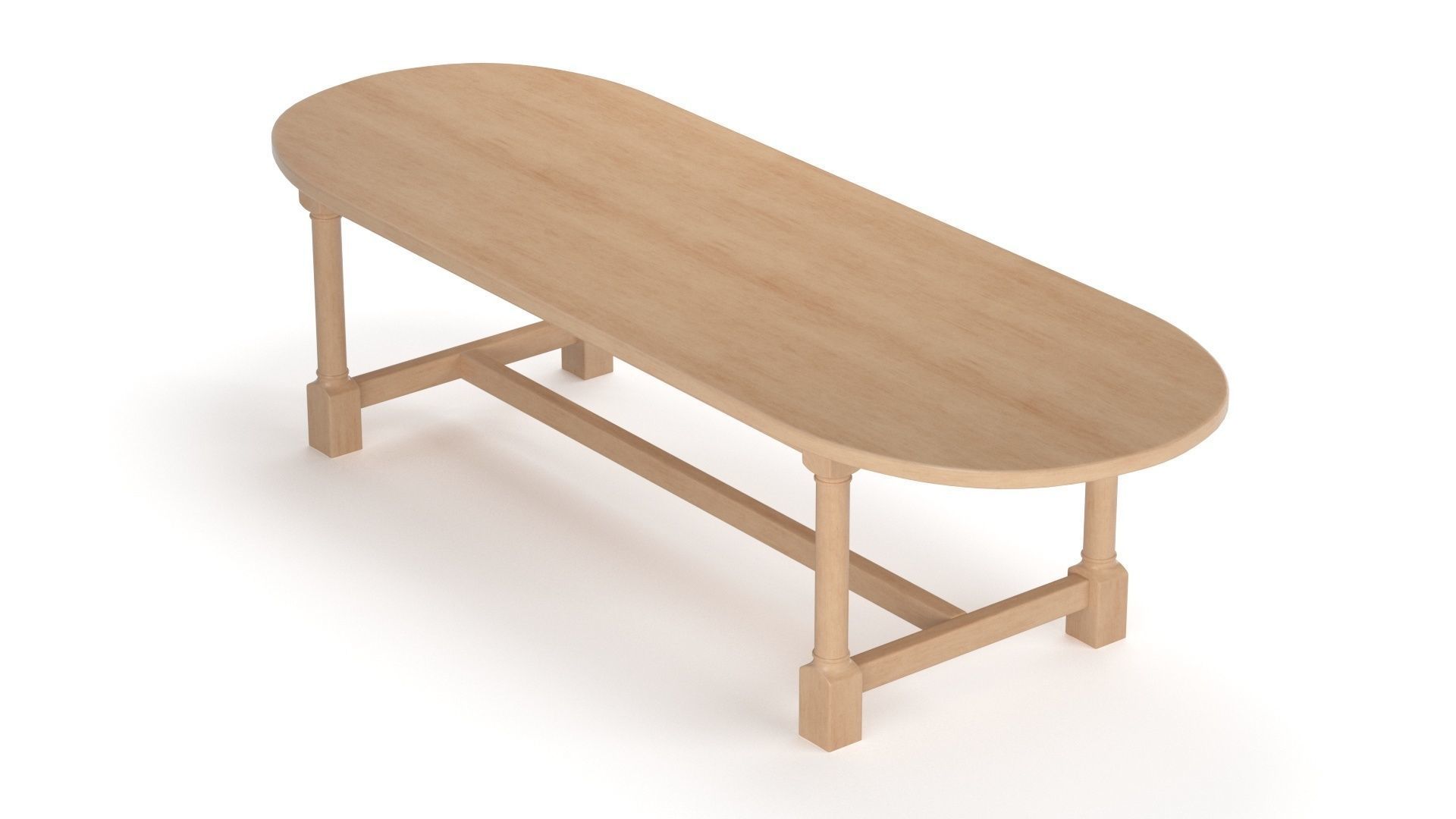 Breakfast table in light oak 3D model_28