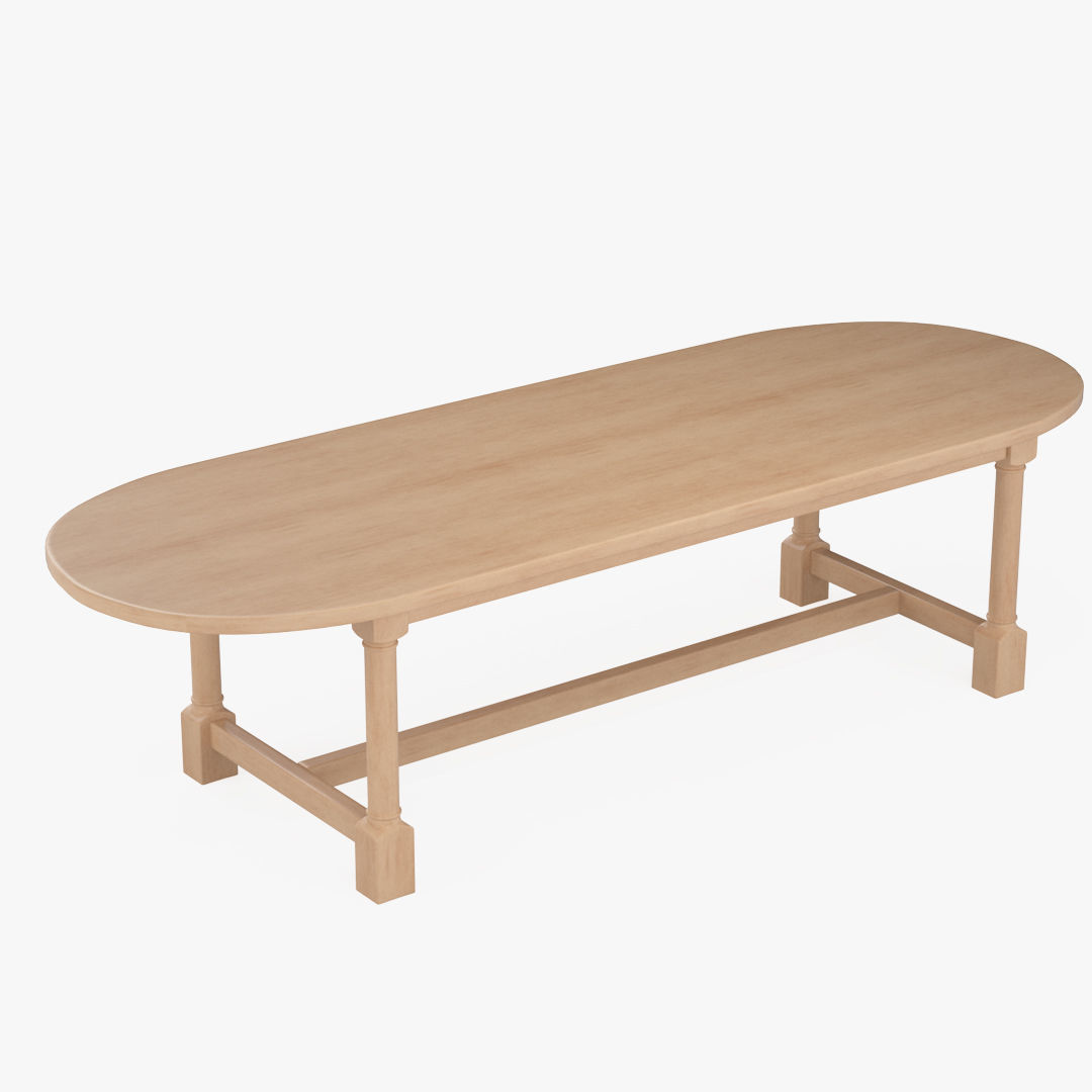 Breakfast table in light oak 3D model_35