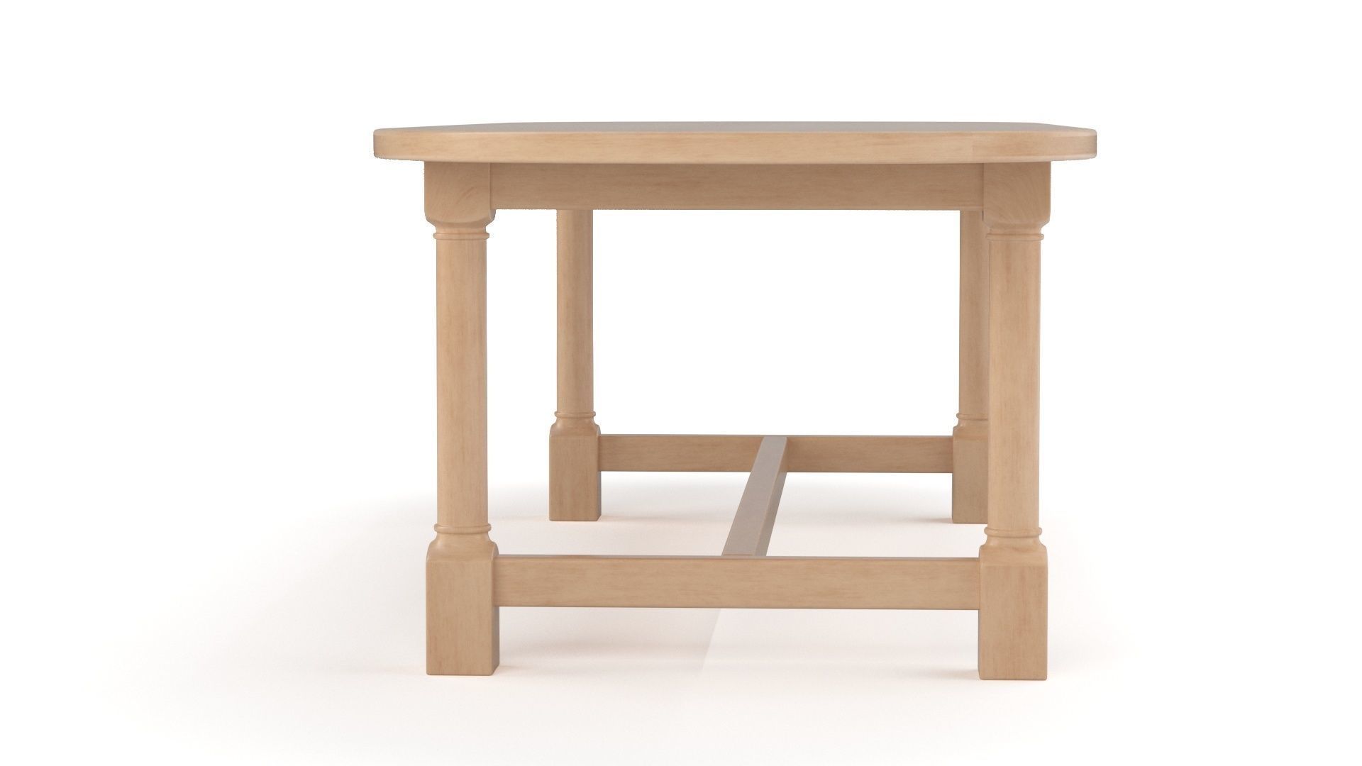 Breakfast table in light oak 3D model_1