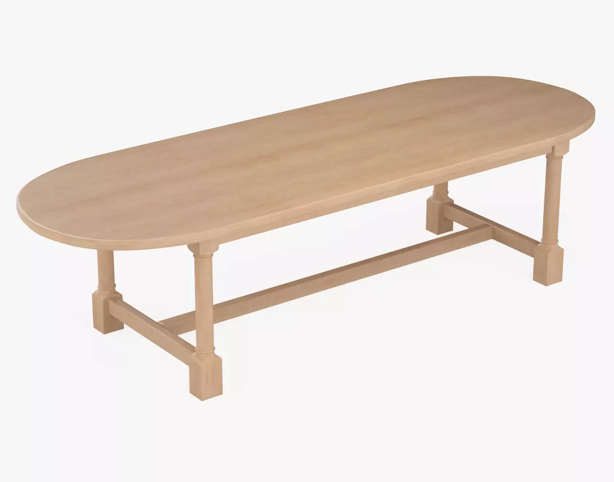 Breakfast table in light oak 3D model_0