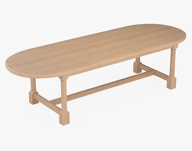 Breakfast table in light oak 3D model