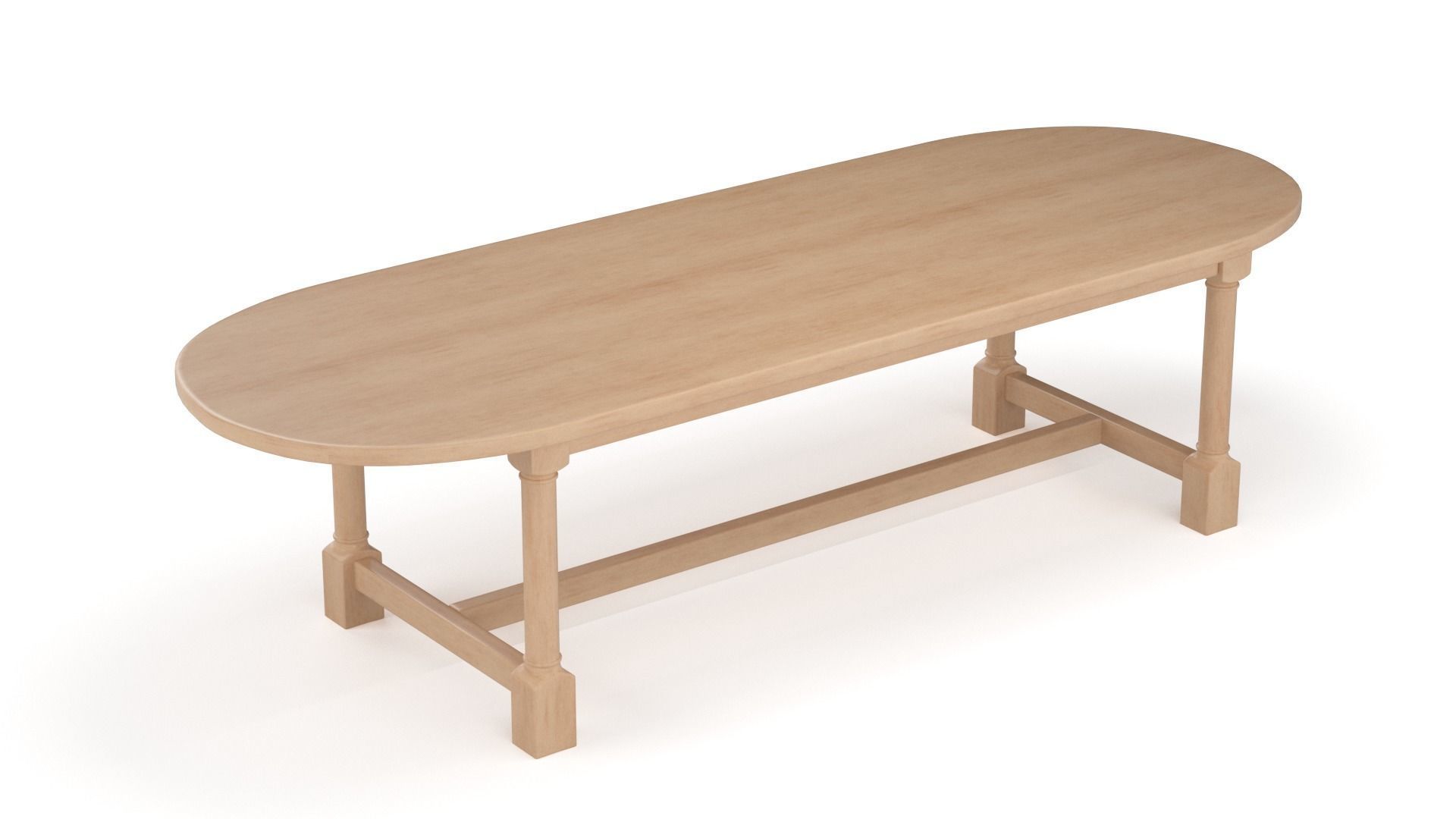 Breakfast table in light oak 3D model_7
